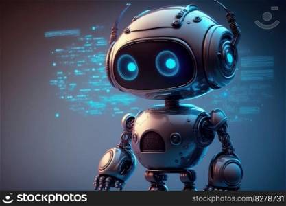 Cute robot character. Chatbot for social media chat. distinct generative AI image.. Cute robot character. Chatbot for social media chat