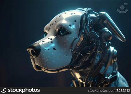 Cute robot dog head. Future machine. Generate Ai. Cute robot dog head. Generate Ai