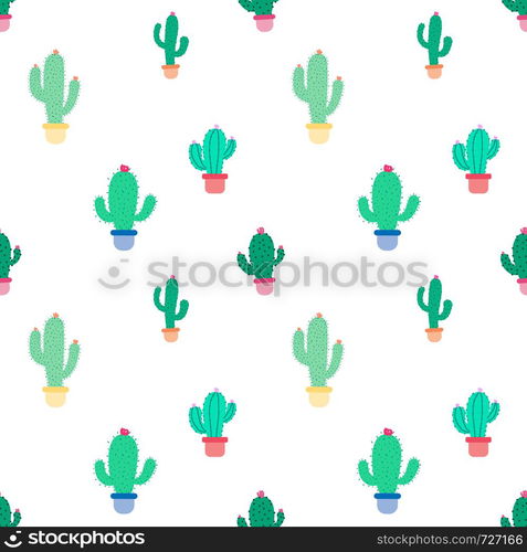 Cute seamless cactus pattern background. Vector illustrations for gift wrap design.