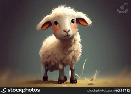 Cute sheep cartoon. Funny farm. Generate Ai. Cute sheep cartoon. Generate Ai