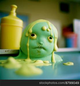 Cute slime toy with mustard 3d illustrated