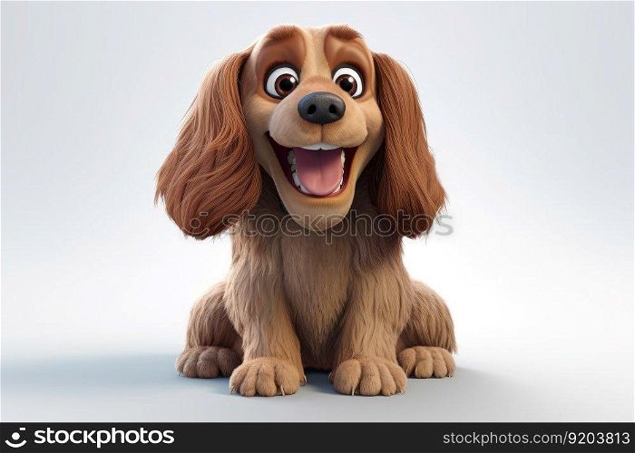 Cute smiling cartoon dog. Young animal. Generate Ai. Cute smiling cartoon dog. Generate Ai