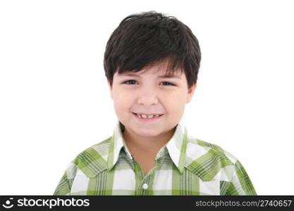 Cute smiling happy little boy isolated on white background