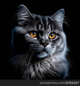 Cute strong beautiful cat with glowing eyes 3d illustrated