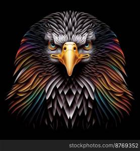 Cute strong eagle with black background 3d illustrated