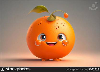Cute tangerine cartoon character smiling