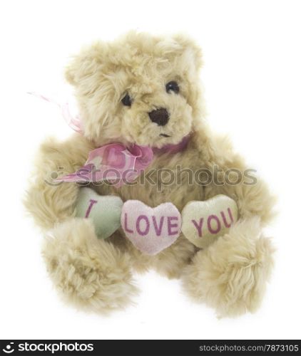 cute teddy bear. cute teddy bear couple holding love hearts.