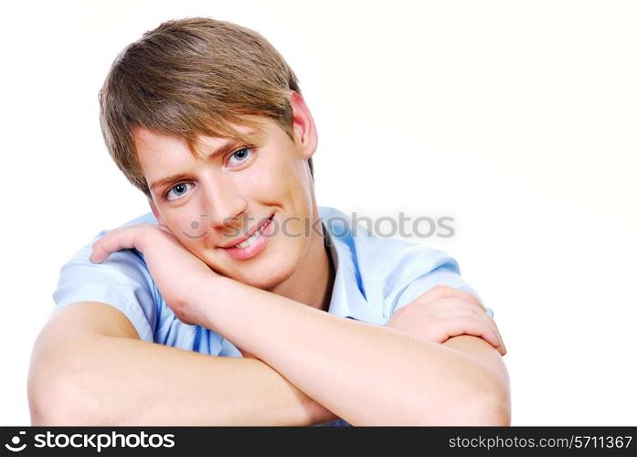 Cute teenager close-up face isolated on the white background