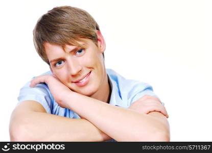 Cute teenager close-up face isolated on the white background