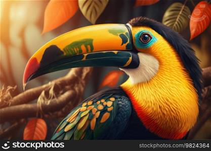Cute toucan bird. Illustration Generative AI