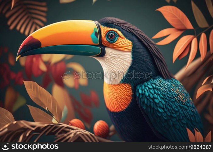 Cute toucan bird. Illustration Generative AI