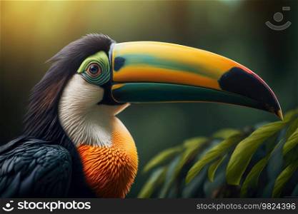 Cute toucan bird. Illustration Generative AI