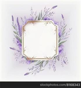 cute watercolor lavender frame on white background. Illustration Generative AI 
