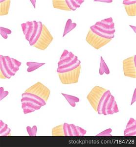 Cute watercolor seamless pattern. Painted girly texture. Textile or wrapping design.. Cute watercolor seamless pattern. Painted girly texture. Textile or wrapping design