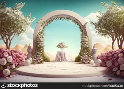 Cute Wedding Background. Illustration Generative AI. Cute Wedding Background. Illustration AI Generative