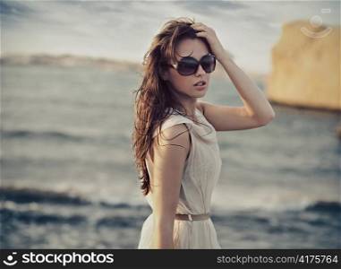 Cute woman wearing sunglasses