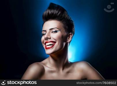 cute woman with crazy smile
