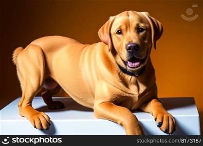 Cute Yellow Labrador Retriever dog smiling, generative ai