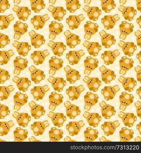 Cute yellow seamless pattern with bunnies in kawaii style