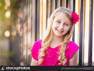 Cute Young Caucasian Girl Outdoor Portrait.