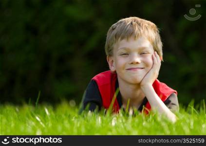 Cute young child in meadow