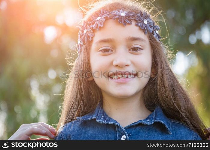 Cute Young Mixed Race Girl Having Fun Outdoors.
