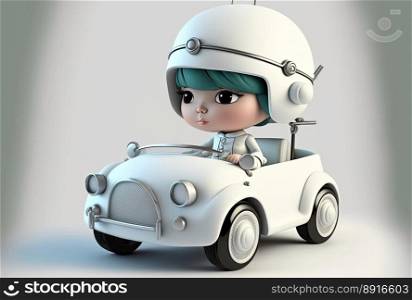 Cute young woman driving a stilish car. Generative AI