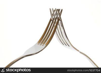 Cutlery. Closeup on white background