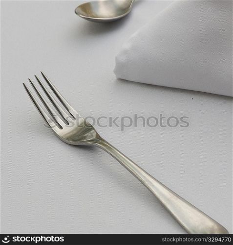 Cutlery on a table set for dining