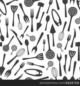 Cutlery seamless pattern design. Cutlery seamless pattern design. Vector kitchen background with forks, spoons, knifes etc