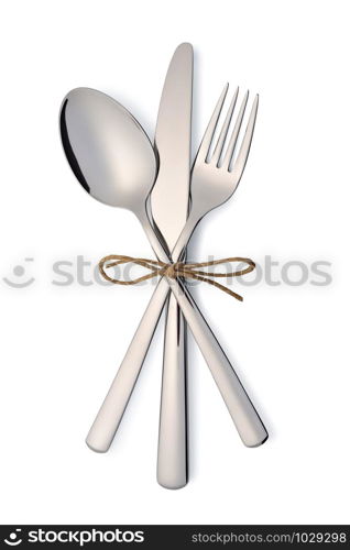 Cutlery set with Fork, Knife and Spoon isolated on white background. Fork, Knife and Spoon