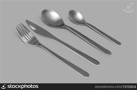 Cutlery set with Fork, Knife and Spoon isolated, with clipping path