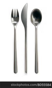 Cutlery set with Fork, Knife and Spoon on white background