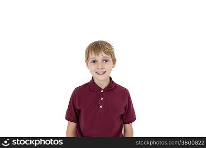 Cutout portrait of pre-teen boy over white background