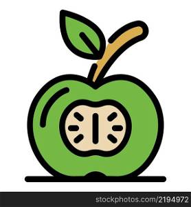 Cutted apple icon. Outline cutted apple vector icon color flat isolated. Cutted apple icon color outline vector