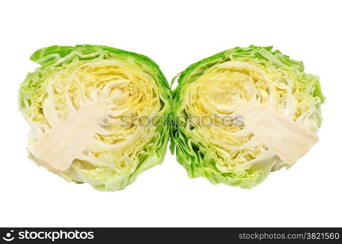 Cutting head cabbage isolated on a white background