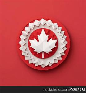 Cutting through Canada Day Minimalistic Paper Craft Illustration in 3D Style. For print, web design, UI, poster and other.