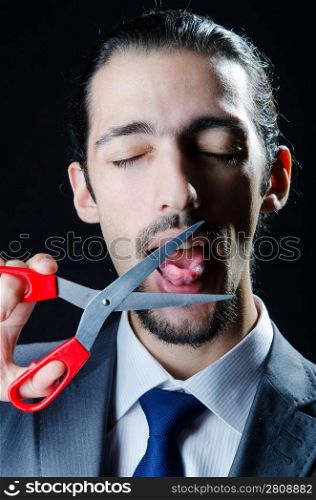 Cutting tongue with scissors