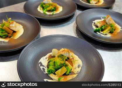 cuttlefish with prawn mayonnaise and broccoli