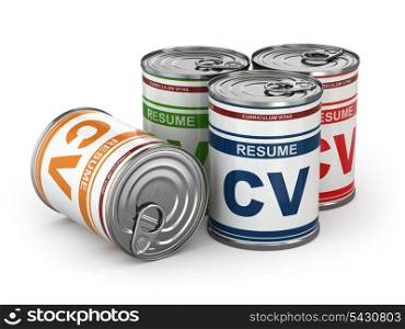 Cv can, Conceptual image of resume. 3d