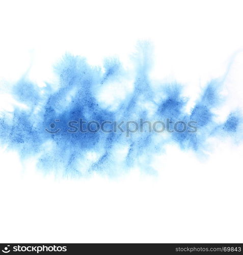 Cyan blue diffused watercolor stain - Abstract textured background