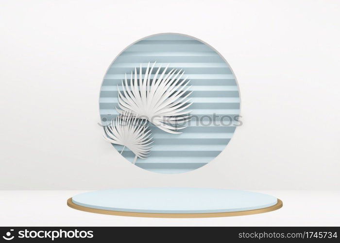 Cyan blue podium minimal design product scene. 3d rendering