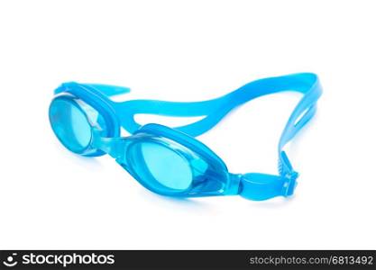 cyan swimming goggles isolated on the white background
