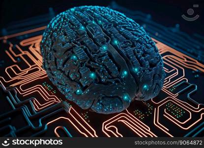 Cyber brain of Artificial Intelligence. Wires and circuit attached. Futuristic synthetic life. Generative AI.. Cyber brain of Artificial Intelligence. Wires and circuit attached. Futuristic synthetic life. Generative AI