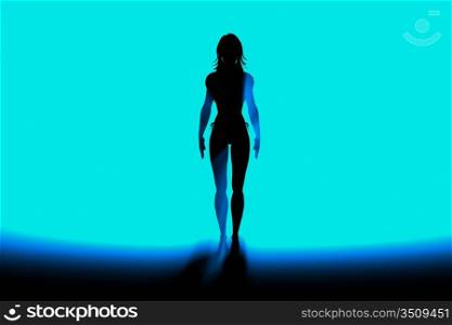 cyber girl in blue light sexy