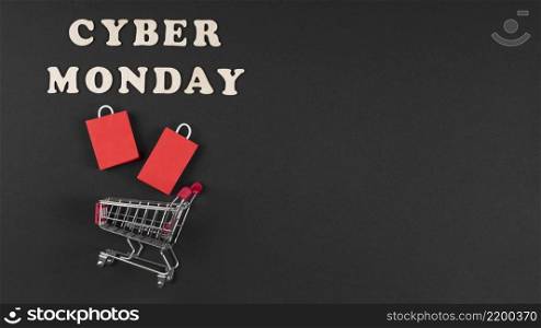 cyber monday event elements miniature with copy space