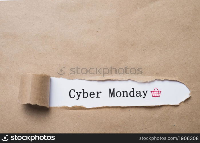 cyber monday inscription craft paper. High resolution photo. cyber monday inscription craft paper. High quality photo