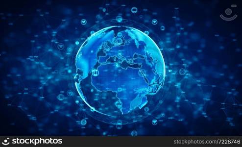 Cyber security and information network protection. Future technology network for business and internet concept. Earth element furnished by Nasa