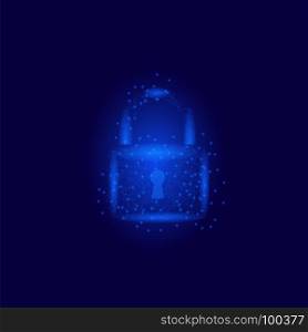 Cyber Security Concept. Padlock Isolated. Cyber Security Concept. Padlock Isolated on Blue Background