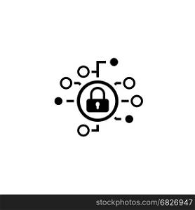 Cyber Security Icon. Flat Design.. Cyber Security Icon. Flat Design. Security concept with a padlock and a points. Isolated Illustration. App Symbol or UI element.